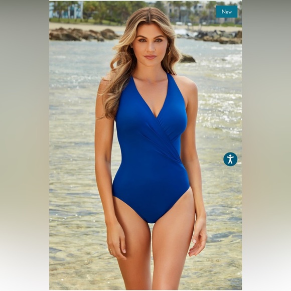 NWT MIRACLESUIT Rock Solid Wrapsody One Piece Swimsuit - Picture 1 of 11